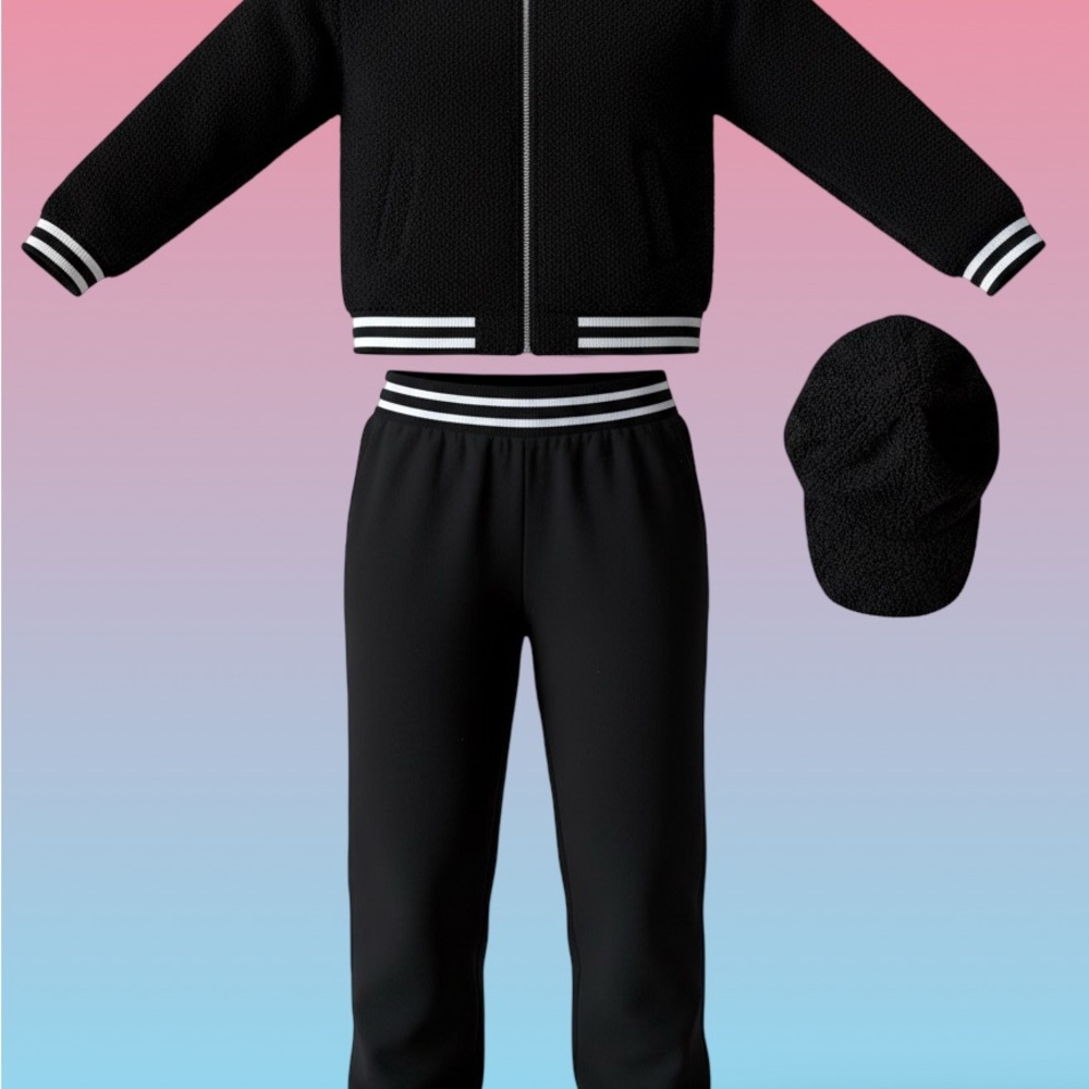 Max Studio Black Three-Piece Track Costume Set 7-8 years